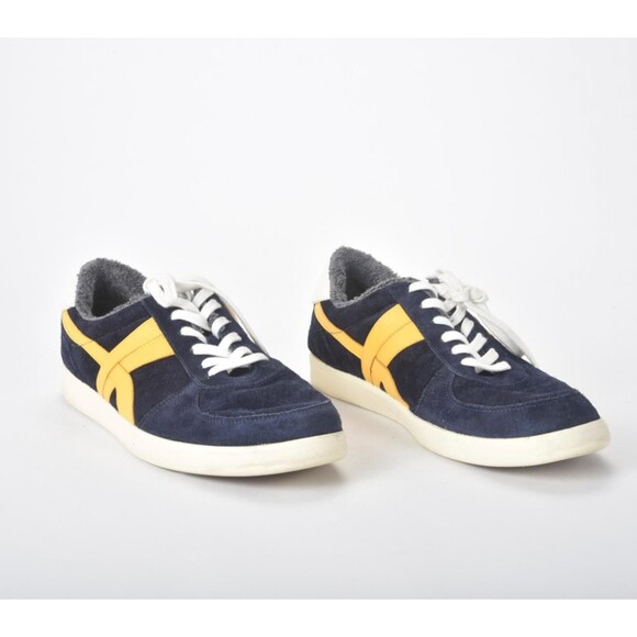Tory Burch Mens Navy / Yellow Hank Court Low Profile Sneakers Mens Size 12 - Picture 3 of 9